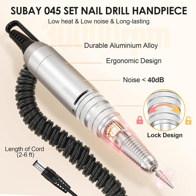 Subay 30,000rpm Efile Nail Drill , Electric Nail File with 106pcs Sanding Bands and Nail Drill Bits Pedicure Manicure Tools for Acrylic Nails,Thick Nails for Nail Salon Supplies Home Use, White - Image 3
