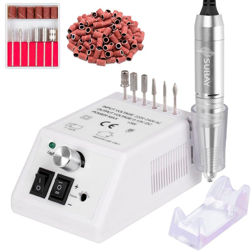 Subay 30,000rpm Efile Nail Drill , Electric Nail File with 106pcs Sanding Bands and Nail Drill Bits Pedicure Manicure Tools for Acrylic Nails,Thick Nails for Nail Salon Supplies Home Use, White - Image 1