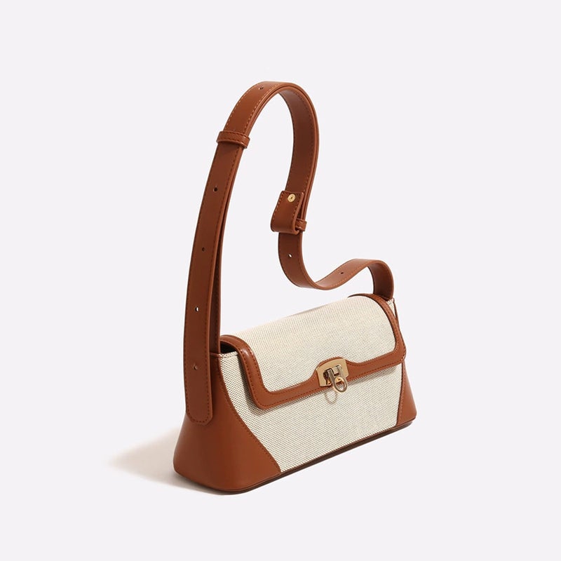 French-Style New Niche Design Women'S Bag, Color-Blocking Commuter Underarm Fashion Versatile Retro Baguette Shoulder Bag - Image 5