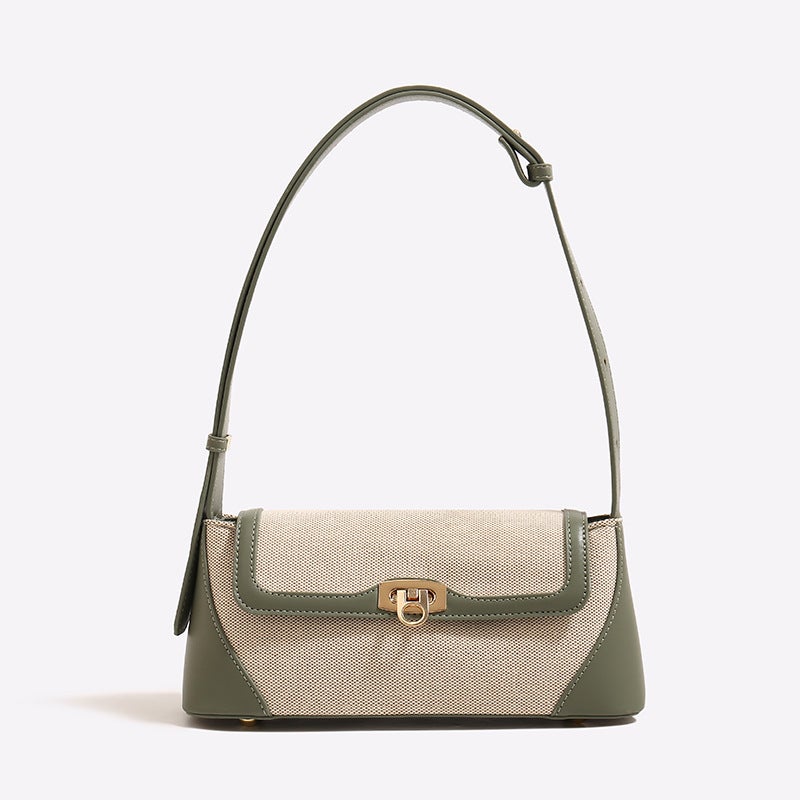 French-Style New Niche Design Women'S Bag, Color-Blocking Commuter Underarm Fashion Versatile Retro Baguette Shoulder Bag - Image 3
