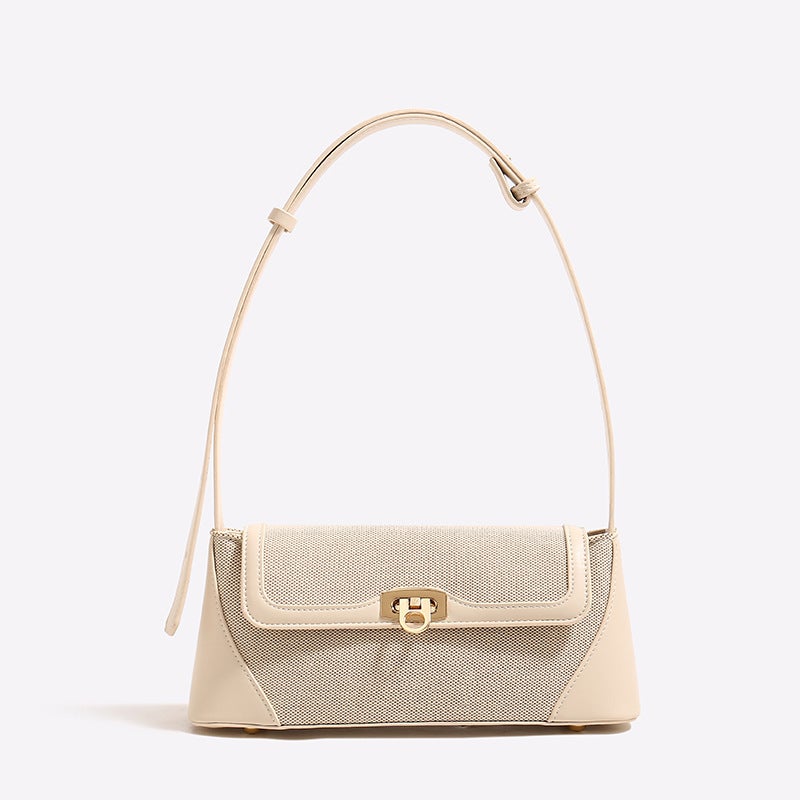French-Style New Niche Design Women'S Bag, Color-Blocking Commuter Underarm Fashion Versatile Retro Baguette Shoulder Bag - Image 4