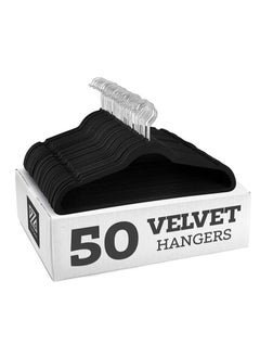 Home & More Black Non-Slip Velvet Clothes Hanger Set of 50 pieces  - Image 1