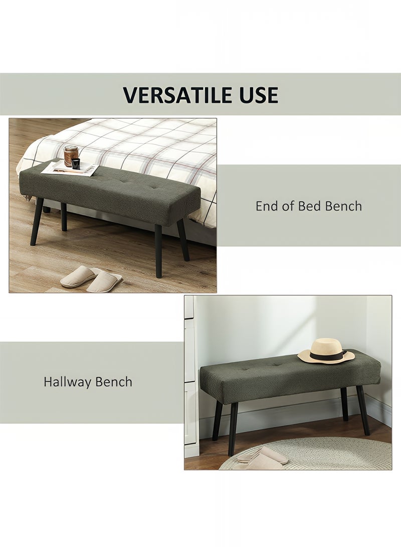 Taimi Modern Design Velvet Upholstered Ottoman Bench - End of Bed Bench, Shoe Changing Seat, Bench for Bedroom, Living Room, Entryway & Hallway, Green - 120cm - Image 5