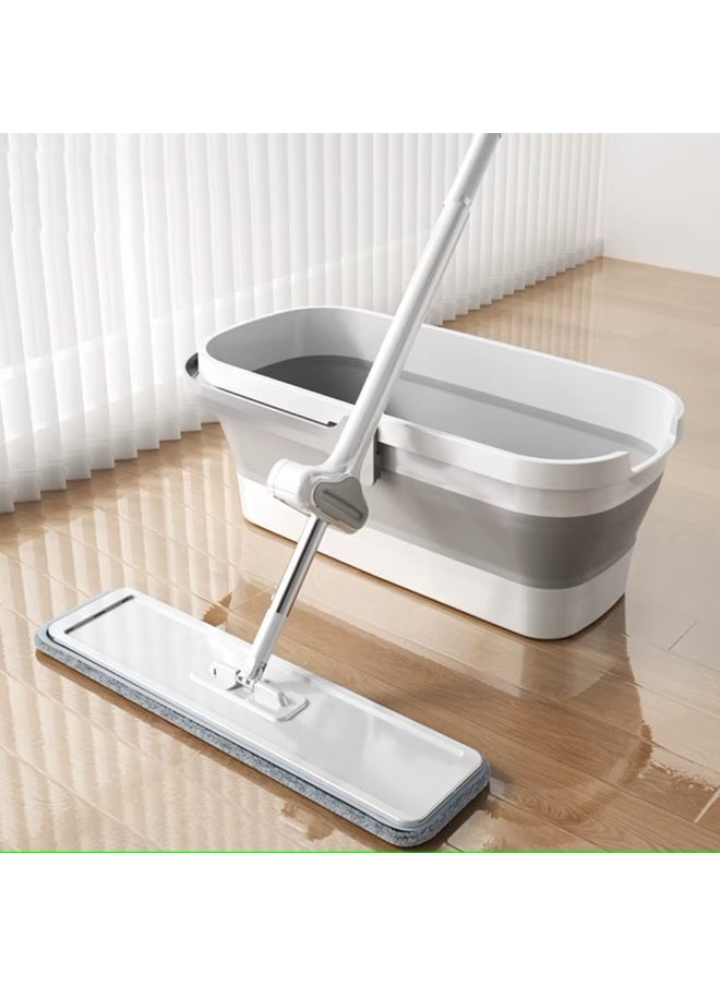Premium Microfiber Floor Mop - With Foldable Bucket for Easy Storage, Faster Cleaning and Lasting Cleanliness