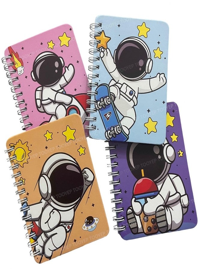 TOOYEP 4 pieces Space Astronaut theme mini pocket spiral diary for Party return gifts/Stylish small size notebook,cute school Stationary journals memo pads for kids boys & girls - Image 1