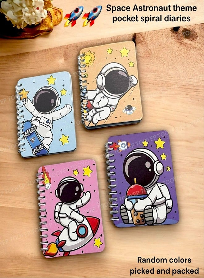 TOOYEP 4 pieces Space Astronaut theme mini pocket spiral diary for Party return gifts/Stylish small size notebook,cute school Stationary journals memo pads for kids boys & girls - Image 4
