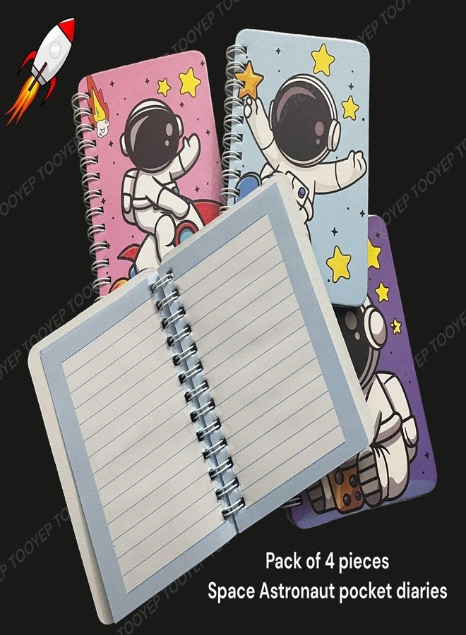 TOOYEP 4 pieces Space Astronaut theme mini pocket spiral diary for Party return gifts/Stylish small size notebook,cute school Stationary journals memo pads for kids boys & girls - Image 2