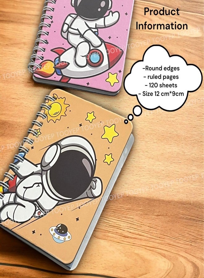 TOOYEP 4 pieces Space Astronaut theme mini pocket spiral diary for Party return gifts/Stylish small size notebook,cute school Stationary journals memo pads for kids boys & girls - Image 3