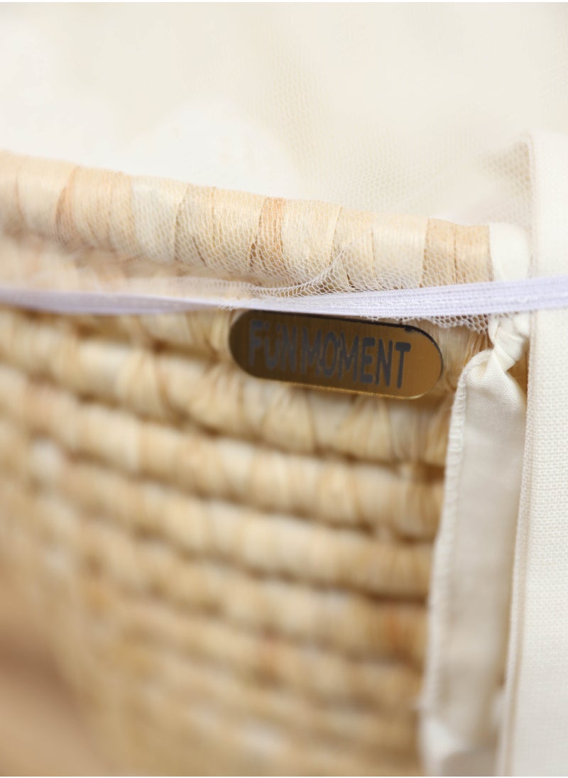 FUN MOMENT - Baby crib Moses basket for babies with mosquito net with wooden rocking stand - Image 1
