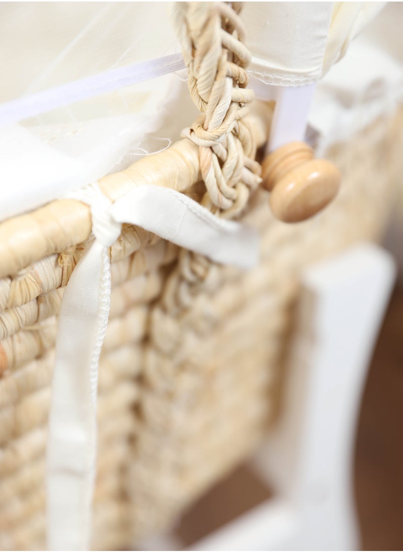 FUN MOMENT - Baby crib Moses basket for babies with mosquito net with wooden rocking stand - Image 1