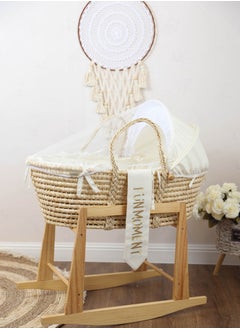 Baby crib Moses basket for babies with mosquito net with wooden rocking stand