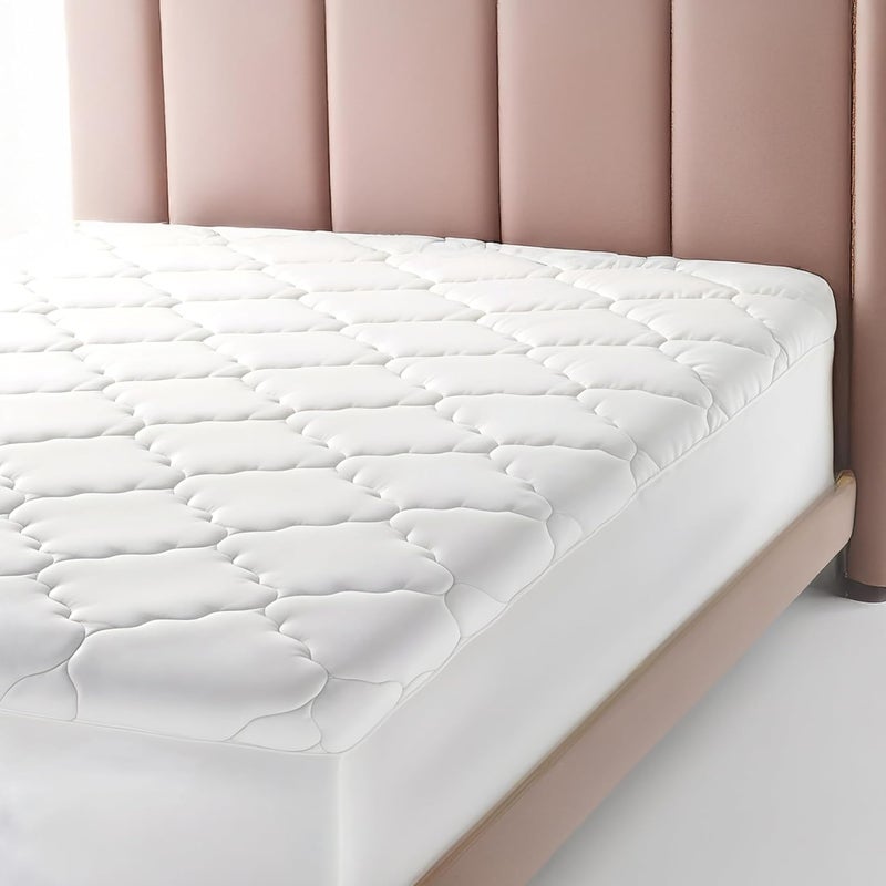 Micropuff Fitted Mattress Pad Full Size 54 x 75 Mattress Pad Soft and Comfortable Fitted Mattress Protector Mattress Cover Stretches 12 to 15 Inches Deep Easy to Wash