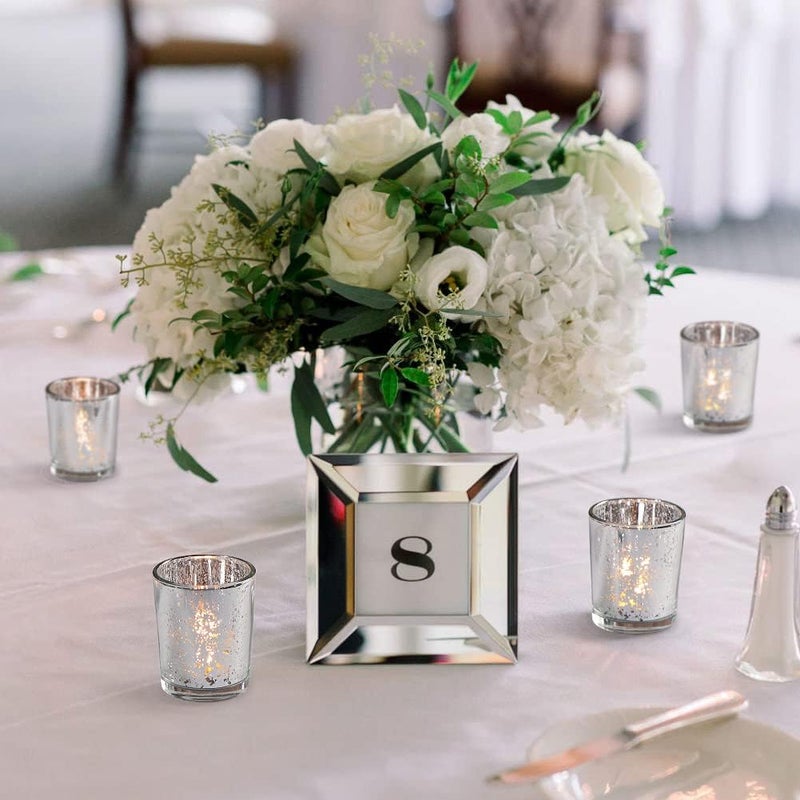 DARJEN 24Pcs Silver Votive Candle Holders for Table - Mercury Glass Votives Silver Candle Holder - Tealight Candle Holder for Wedding Centerpieces & Party Decorations - Image 3