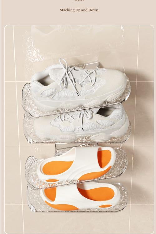 Azelf WallMounted PunchFree Shoe Rack Adjustable Layered Slipper Storage with Suction Cups - Image 4