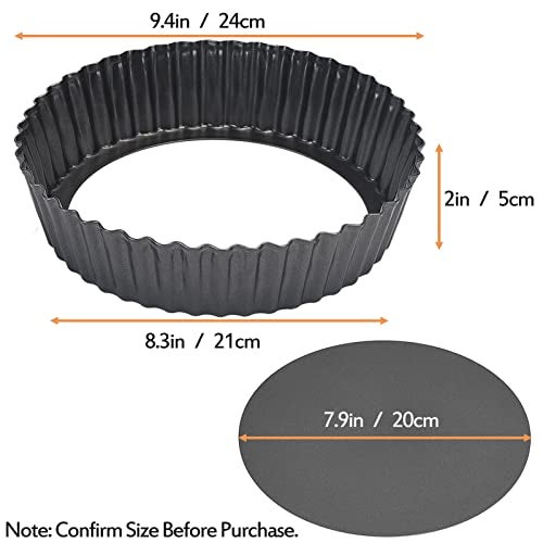 Kazozobi 2 Pack Nonstick Tart Pan, Quiche Pan, Carbon Steel Deep-dish Pie Pan with Removable Loose Bottom (9.4 In) - Image 2