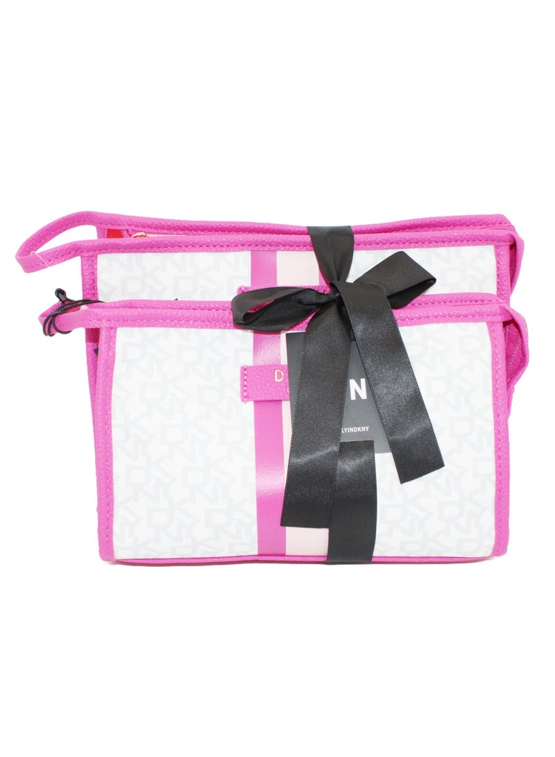 DKNY Signature Stripe 2.0 T Stand Cosmetic Bag, Travel Make up Bag Small, Small Lightweight Cosmetic Bag Storage Bag, Small Makeup Bag, Travel Toiletry Bag - Image 1