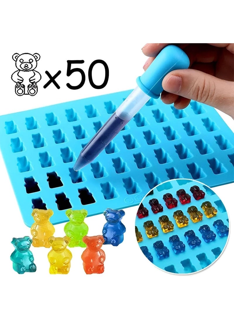 50-Cavity Bear Silicone Mold for Gummy Candy, Chocolate & Jelly – Flexible Food Grade Non-Stick Silicone Mold for Gummy Bears, Chocolate, Ice Cubes, Candy, Soap, Wax Melts, Mini Desserts & Baking, Freezer, Oven & Dishwasher Safe, Multi-Color - Image 1