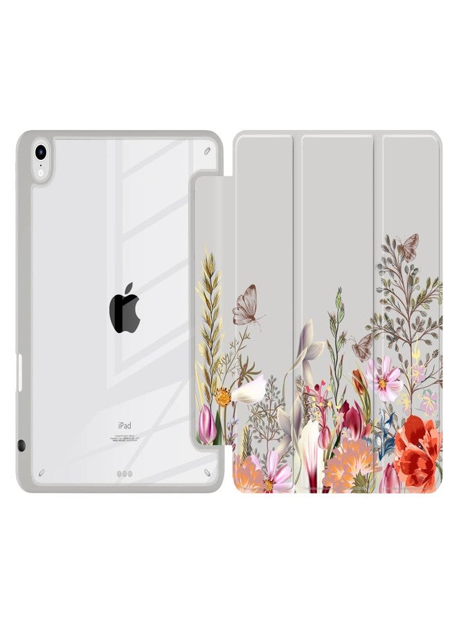 Batianda Hybrid Case for New iPad 10 2022 10th Generation 10.9-inch [Built-in Pencil Holder] Shockproof Cover with Clear Transparent Back Shell TPU Bumper,Auto Sleep/Wake,Flowers - Image 2