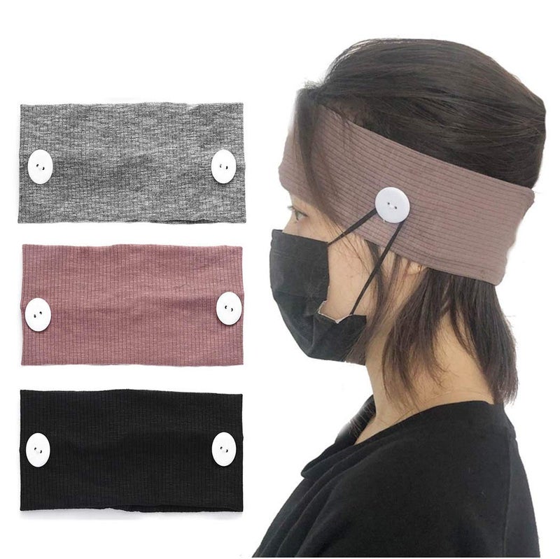 Gangel Gangel Knotted Button Headbands Knitted Fabric Hairbands Elastic Soft Bandanas Ear Protection Turban Stretch Wide Head Wrap Knotted Hair Scarfs Fashion Hair Accessories for Women and Girls Nurses and