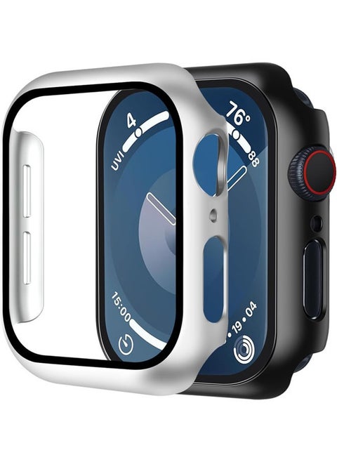 Apple Watch Series 10 46mm case with Tempered Film Screen Protector, Full Protective Hard PC Bumper Touch Sensitive HD Screen Cover(46mm,Sliver)