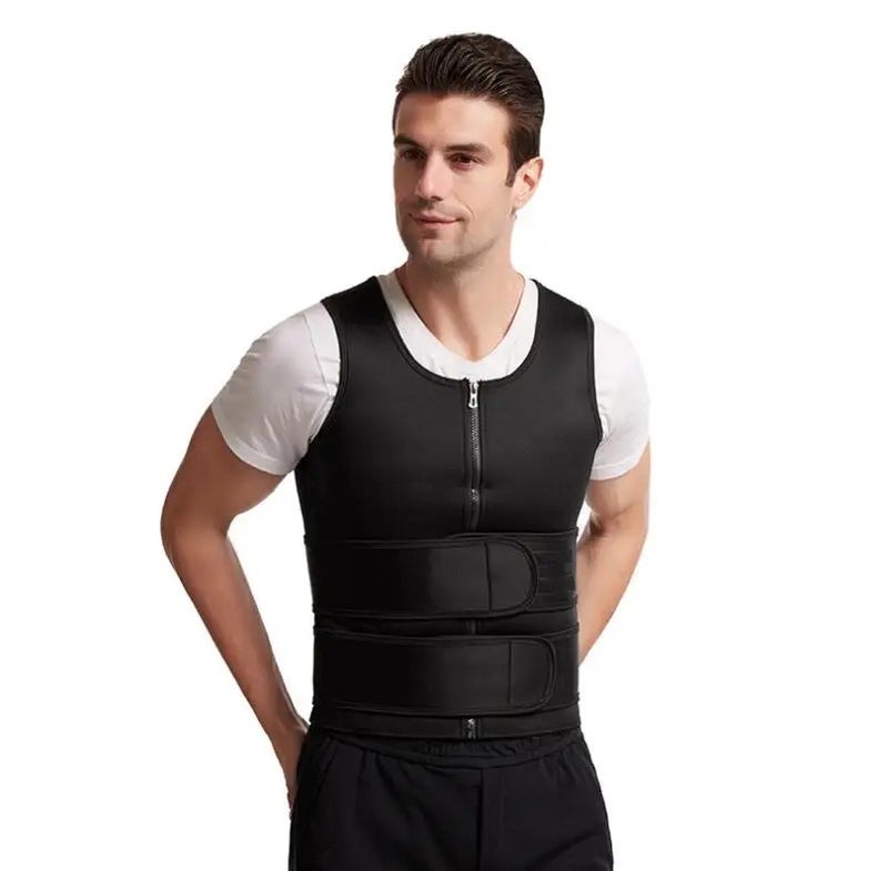 Bluejw Sauna Suit Waist Trainer for Men - Sweat Vest Workout with Adjustable Double Waist Trimmer Belt - Image 1