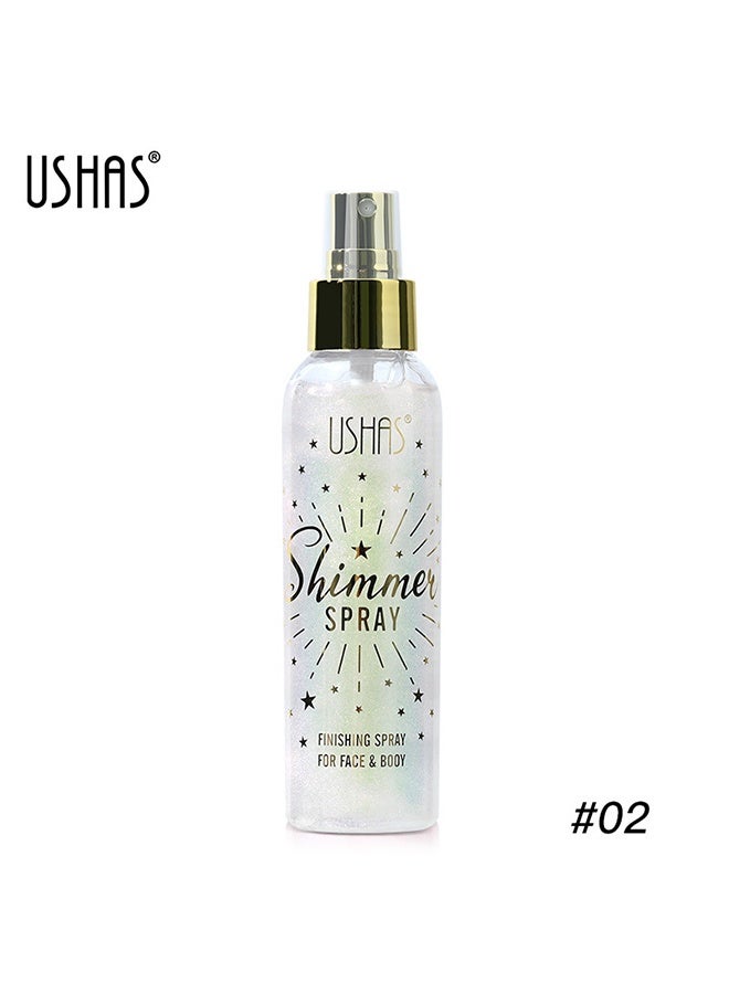 Ushas Shimmer Spray, Long-lasting Body Shimmer Spray 110 ml, Face And Body Pearlizing Setting Spray, Birthday Party Festival Shimmer #02 - Image 2
