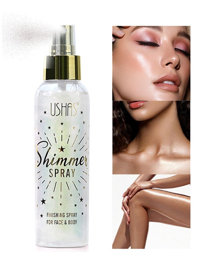 Ushas Shimmer Spray, Long-lasting Body Shimmer Spray 110 ml, Face And Body Pearlizing Setting Spray, Birthday Party Festival Shimmer #02 - Image 1