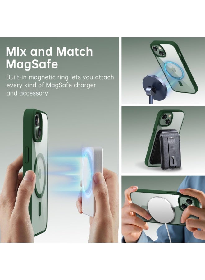أكاليكس جراب مغناطيسي شفاف لهاتف iPhone 15، متوافق مع MagSafe، غطاء فاخر مطلي، جراب هاتف شفاف ناعم مقاوم للصدمات من مادة TPU، (أخضر) - Image 4
