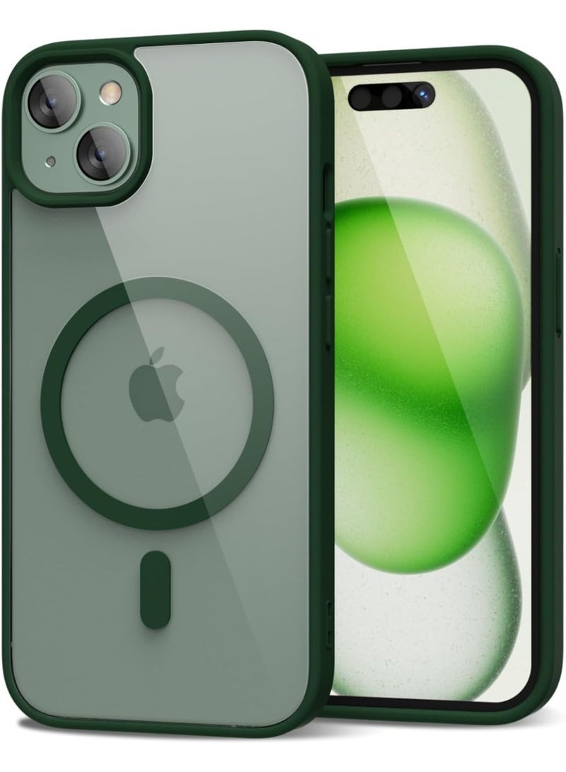 أكاليكس جراب مغناطيسي شفاف لهاتف iPhone 15، متوافق مع MagSafe، غطاء فاخر مطلي، جراب هاتف شفاف ناعم مقاوم للصدمات من مادة TPU، (أخضر) - Image 1