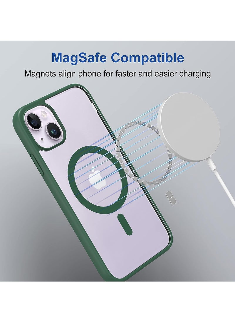 Denx - Clear Magnetic Case for iPhone 15, Compatible with MagSafe, Plating Luxury Cover, Clear Soft TPU Shockproof Protective Phone Case, (Green) - Image 1