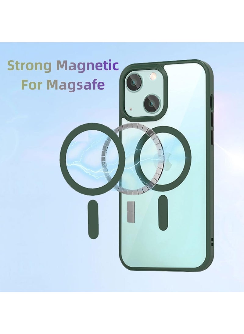 Denx - Clear Magnetic Case for iPhone 15, Compatible with MagSafe, Plating Luxury Cover, Clear Soft TPU Shockproof Protective Phone Case, (Green) - Image 1