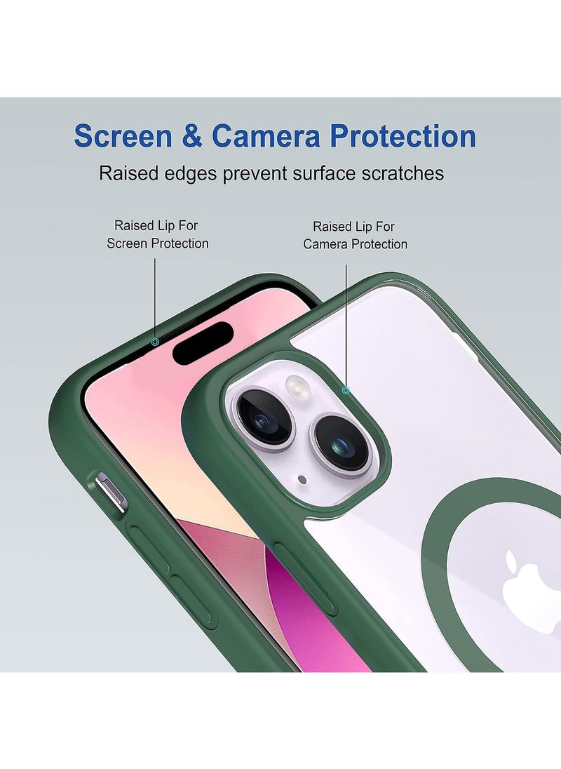 Denx - Clear Magnetic Case for iPhone 15, Compatible with MagSafe, Plating Luxury Cover, Clear Soft TPU Shockproof Protective Phone Case, (Green) - Image 1