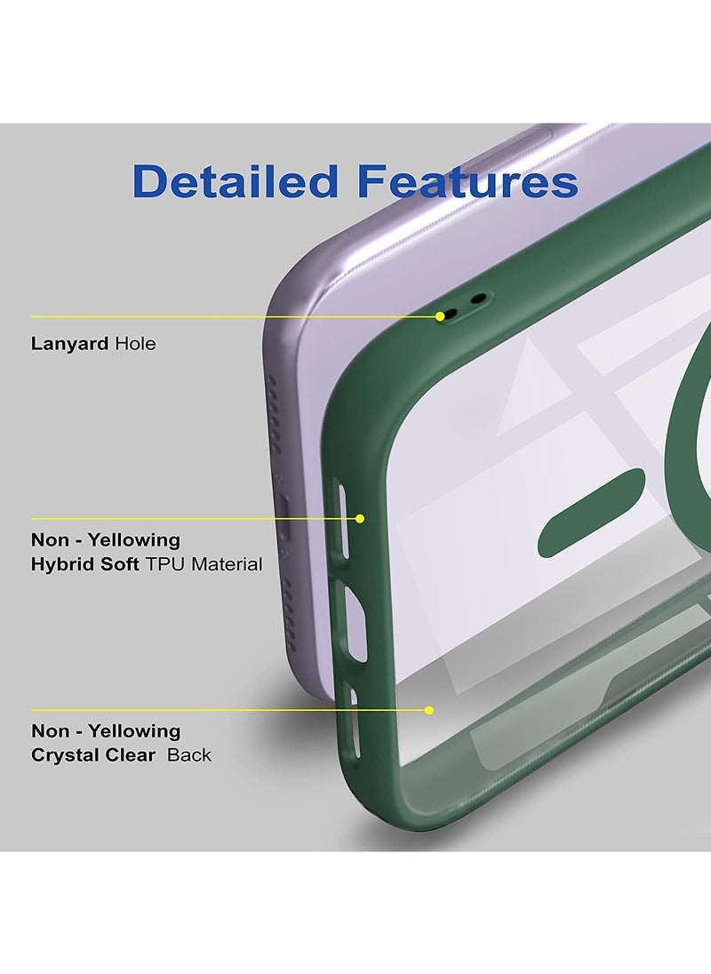 Denx - Clear Magnetic Case for iPhone 15, Compatible with MagSafe, Plating Luxury Cover, Clear Soft TPU Shockproof Protective Phone Case, (Green) - Image 1