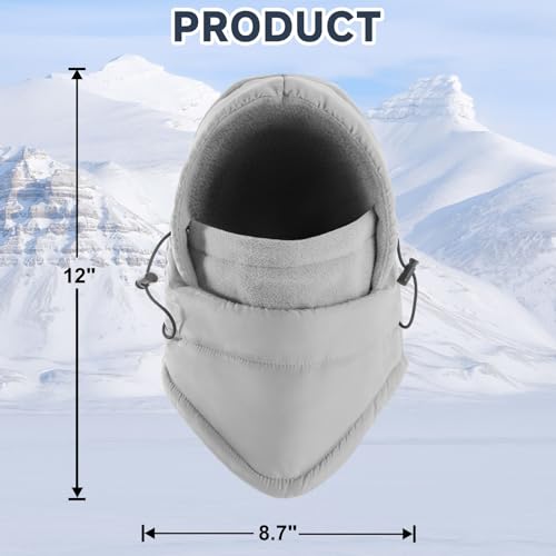 Clothclose Balaclava Ski Mask for Men, Lining Windproof Ski Face Mask for Women, Adjustable Winter Cold Weather Face Cover Grey - Image 3