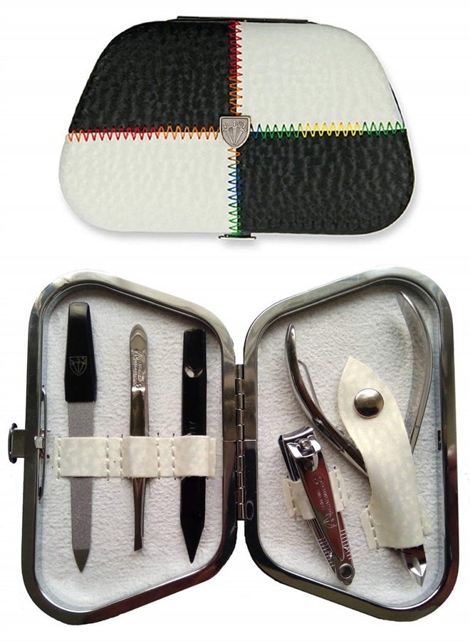 3 Swords Germany brand quality 5 piece manicure pedicure grooming kit set for professional finger & toe nail care clipper fashion leather case in gift box, Made by 3 Swords (7445) - Image 1