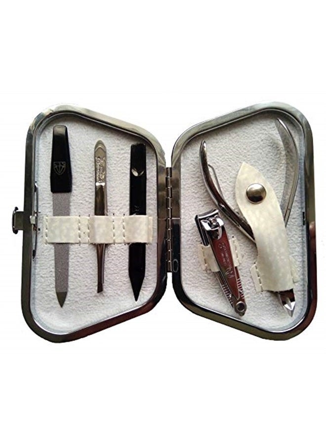3 Swords Germany brand quality 5 piece manicure pedicure grooming kit set for professional finger & toe nail care clipper fashion leather case in gift box, Made by 3 Swords (7445) - Image 3