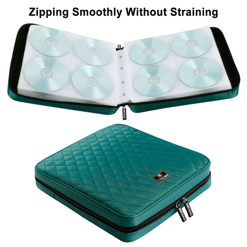 TIMCORR CD Case DVD Holder Storage: 160 Capacity DVD Cases Organizer Portable Wallet Storage - CD Plastic Protective Carrying Binder for Home Travel (Green) - Image 5