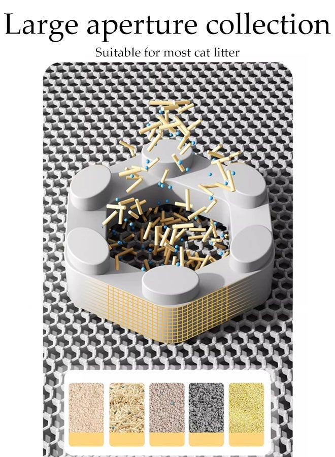 DUNISO Cat Litter Mat,No-Slip & Waterproof,Honeycomb Double Layer Design Anti Tracking Kitty Mats, Easy Clean Foldable Trapper Mats30*45cm(Grey) - Image 4