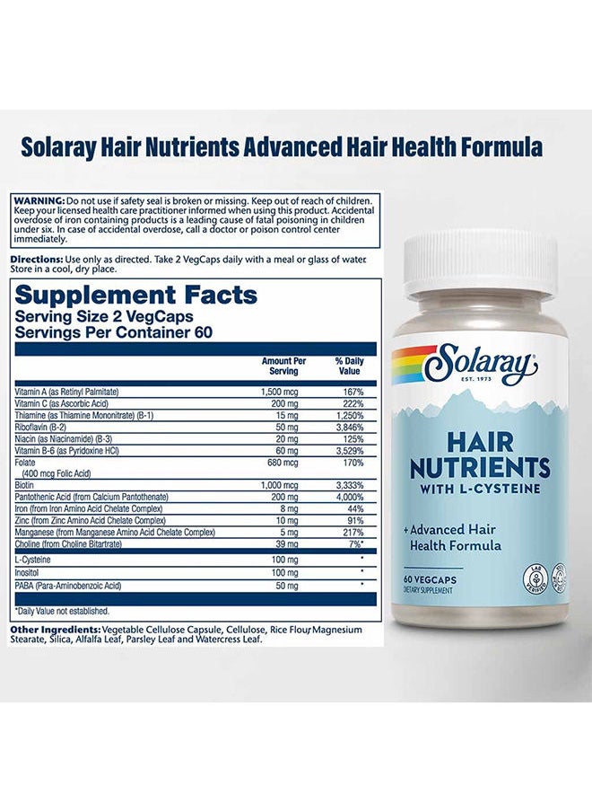 Solaray - Hair Nutrient V-Cap 60's 2's Value Pack - Image 1