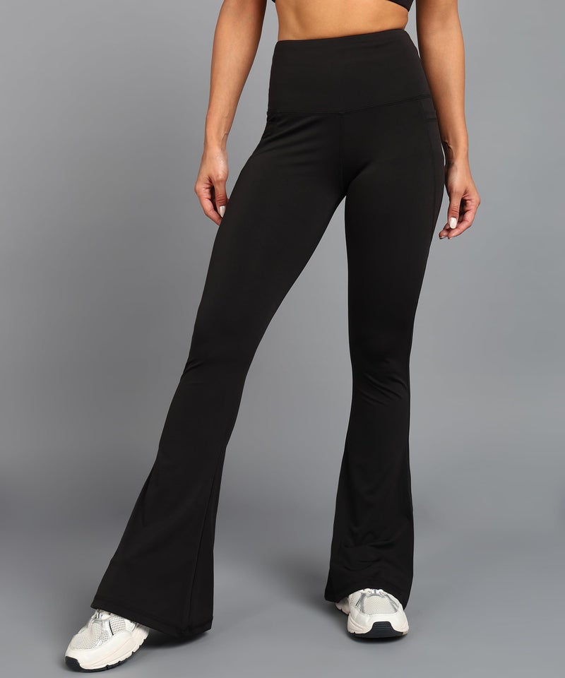 Rock Paper Scissors Women's Premium Flare High Rise Gym Pants, Bootcut Style High-Waisted, Sweat-Wicking, Athletic Fit Wide Leg Gym Tights for Working Out, Pilates,Yoga, Fitness & Training Black, XL - Image 2