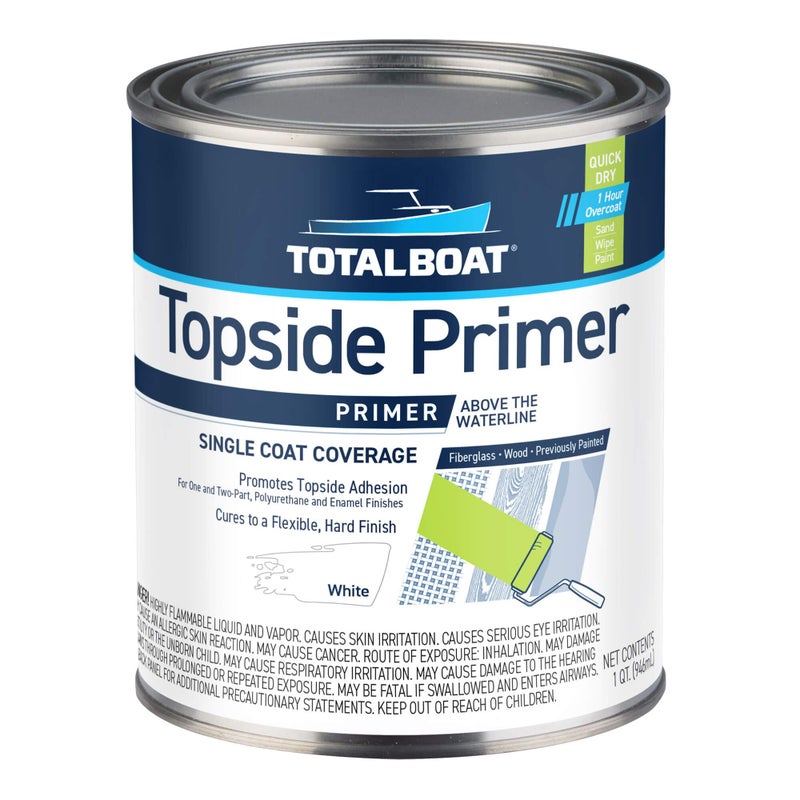 TotalBoat Marine Topside Boat Paint Primer for Fiberglass and Wood, White, Quart - Image 1