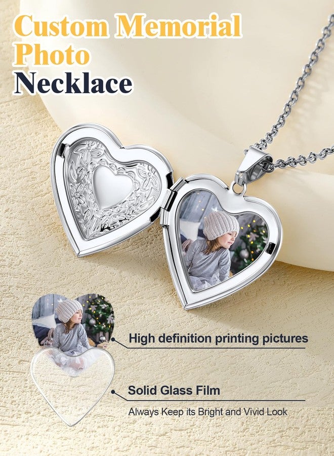 U7 Platinum Plated Charm Necklaces Heart Pendant Photo Locket Necklace for Women Girls - Image 4