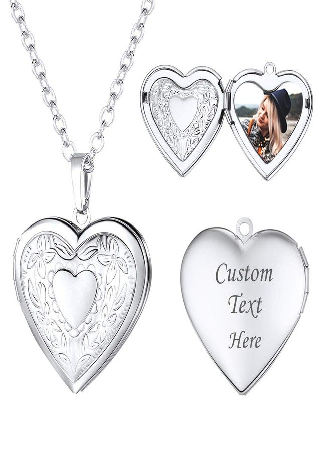 U7 Platinum Plated Charm Necklaces Heart Pendant Photo Locket Necklace for Women Girls - Image 1