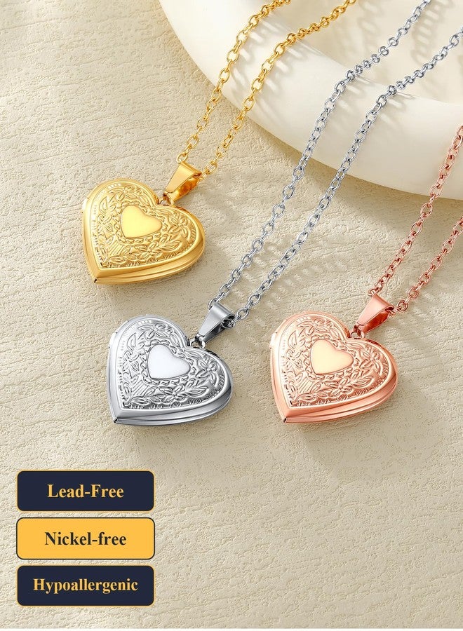 U7 Platinum Plated Charm Necklaces Heart Pendant Photo Locket Necklace for Women Girls - Image 5