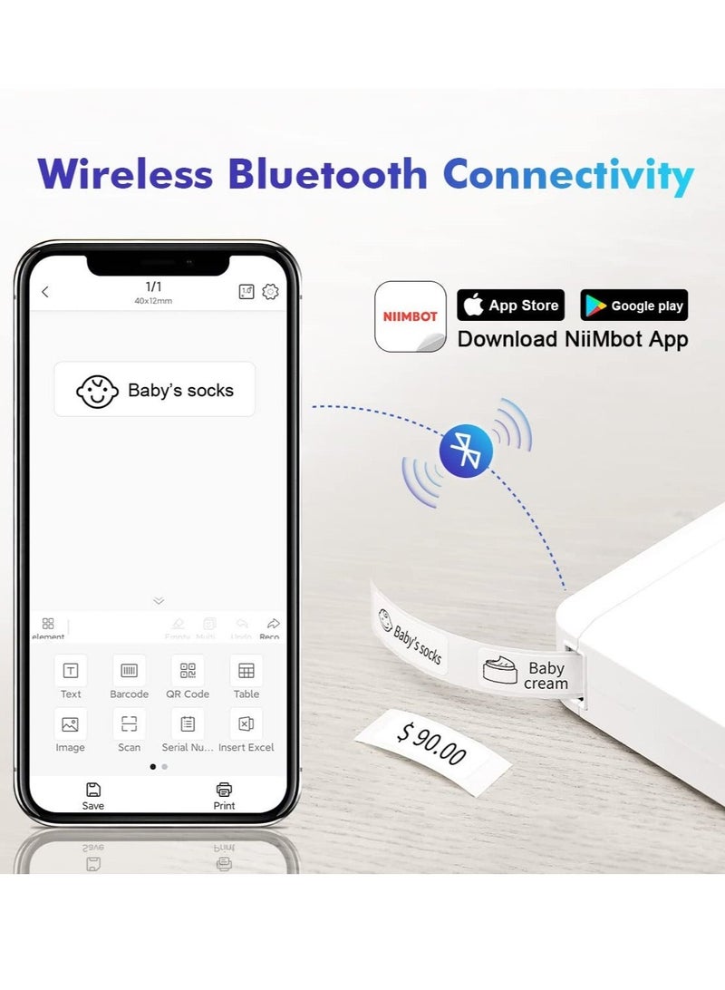 Captaintech Label Maker Machine D110, Mini Label Maker Machine with Tape, Portable Bluetooth Printer for Labeling, Home, Office, Organization, Multiple Templates Available for Phone, Handheld Labeler - Image 4