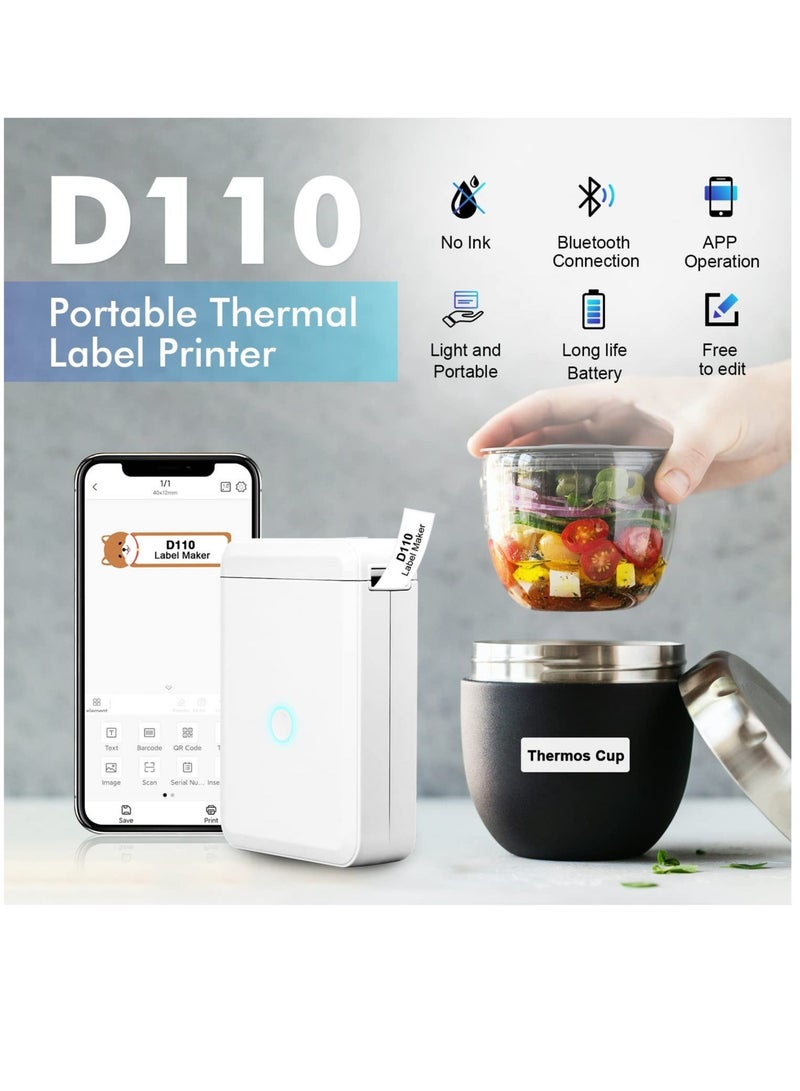 Captaintech Label Maker Machine D110, Mini Label Maker Machine with Tape, Portable Bluetooth Printer for Labeling, Home, Office, Organization, Multiple Templates Available for Phone, Handheld Labeler - Image 2