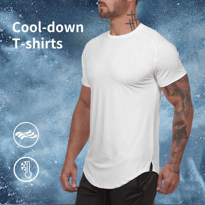 TEZO Mens Gym Workout Slim Fit Short Sleeve T-Shirt Cotton Performance Athletic Shirts Running Fitness Tee Loungewear(DBEBK M) - Image 5