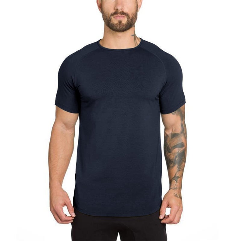TEZO Mens Gym Workout Slim Fit Short Sleeve T-Shirt Cotton Performance Athletic Shirts Running Fitness Tee Loungewear(DBEBK M) - Image 2