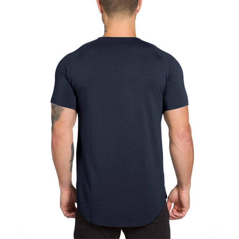 TEZO Mens Gym Workout Slim Fit Short Sleeve T-Shirt Cotton Performance Athletic Shirts Running Fitness Tee Loungewear(DBEBK M) - Image 3