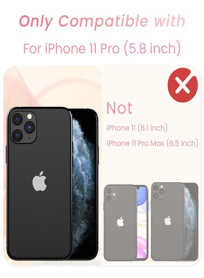 جراب Liufcx لهاتف iPhone 11 Pro 5.8 بوصة بتصميم قلب مع مسند وواقيين للشاشة: جراب فاخر مطلي بالذهب، نحيف، مصنوع من مادة TPU الناعمة، مقاوم للصدمات، لحماية هاتف iPhone 11 Pro (وردي) - Image 2